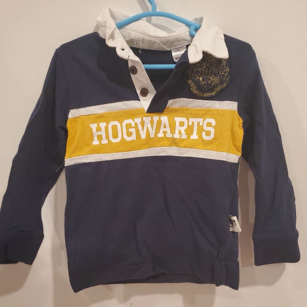 H&M 2t Navy and Yellow Hogwarts Kids Polo Shirt